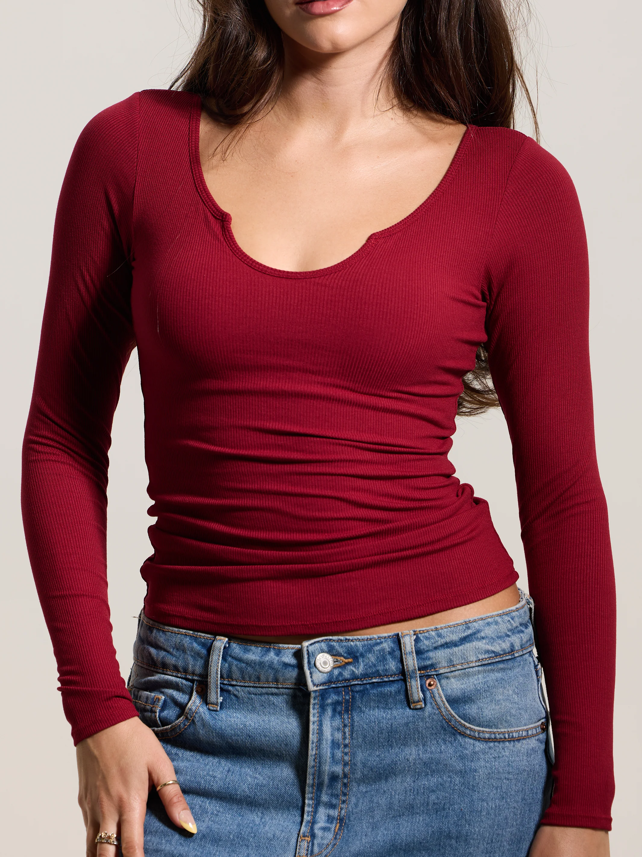 Braless Ribbed U-Shape Long Sleeve - Image 28