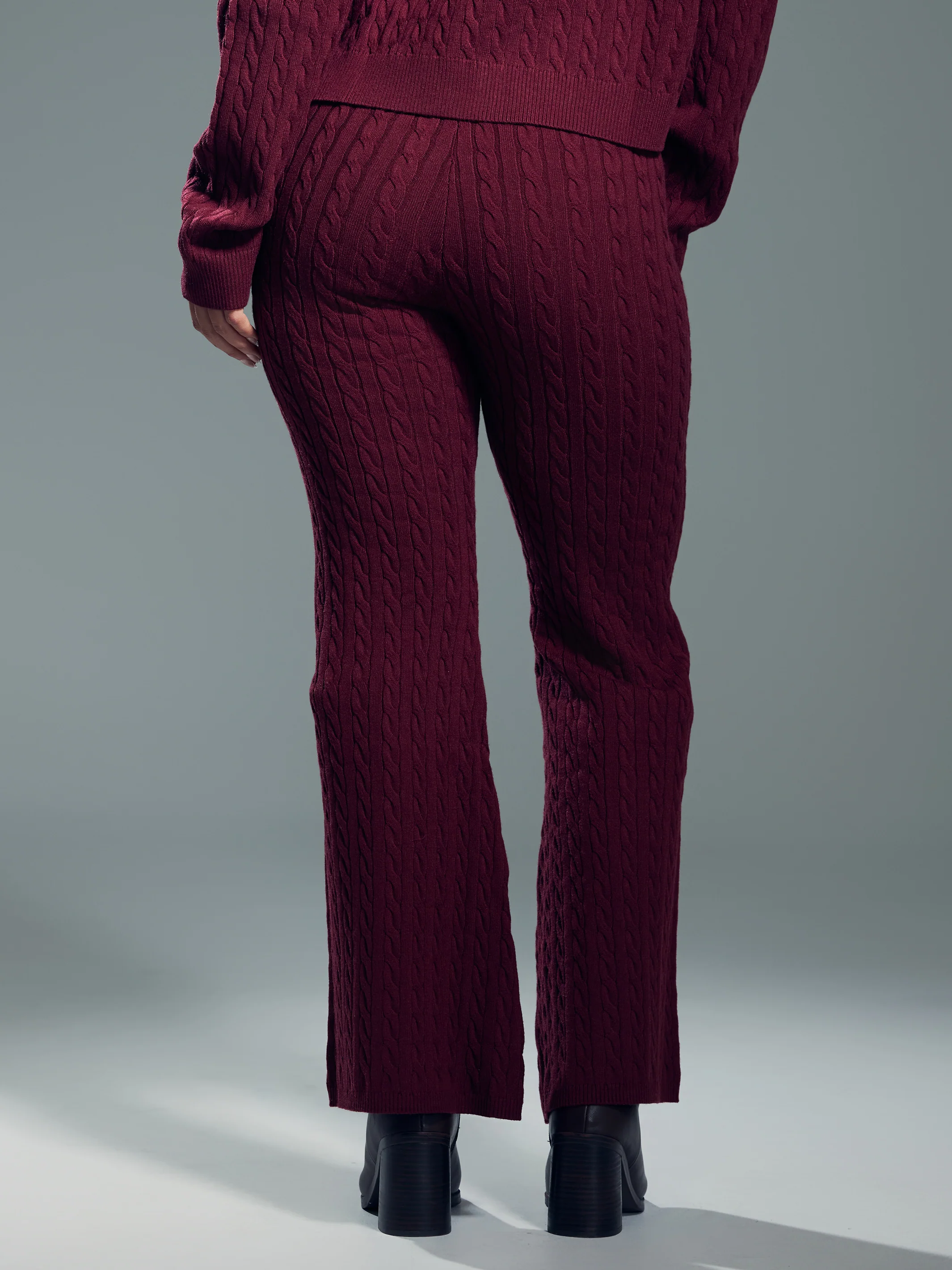Cable Knit Fold Over Flare Pants - Image 6