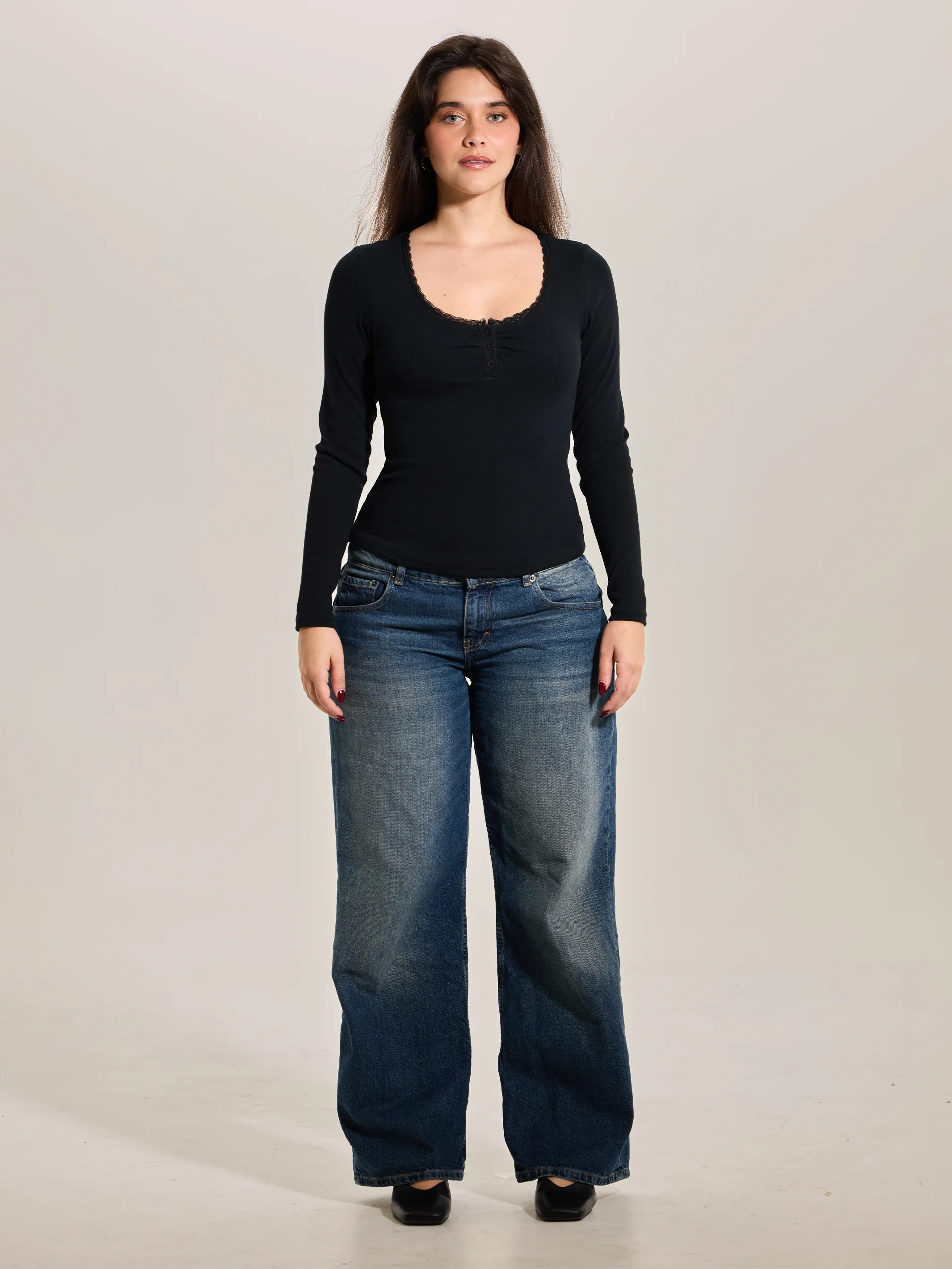 Lace Trim Henley Long Sleeve - Image 16