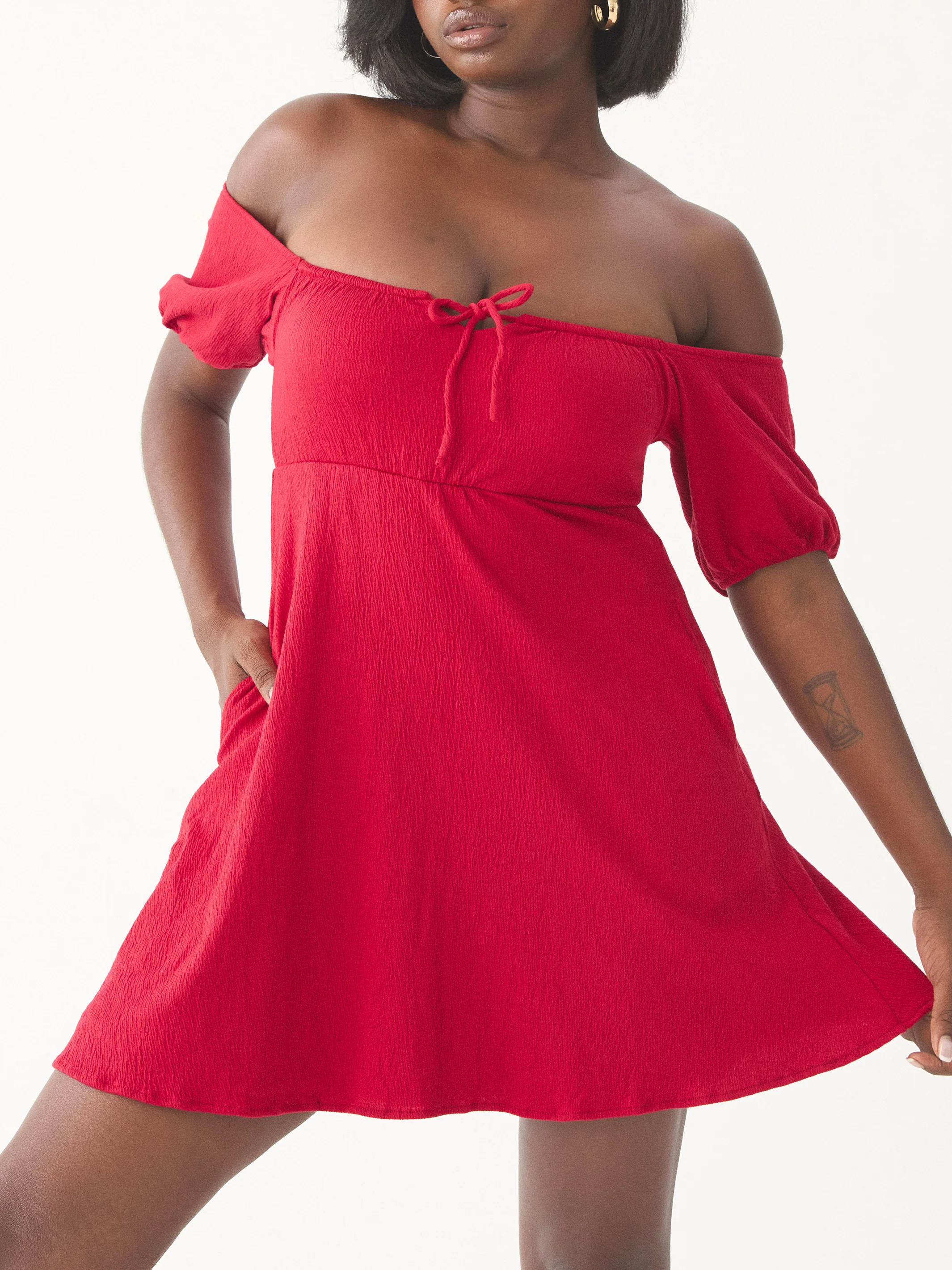 Off The Shoulder Milkmaid Mini Dress - Image 8