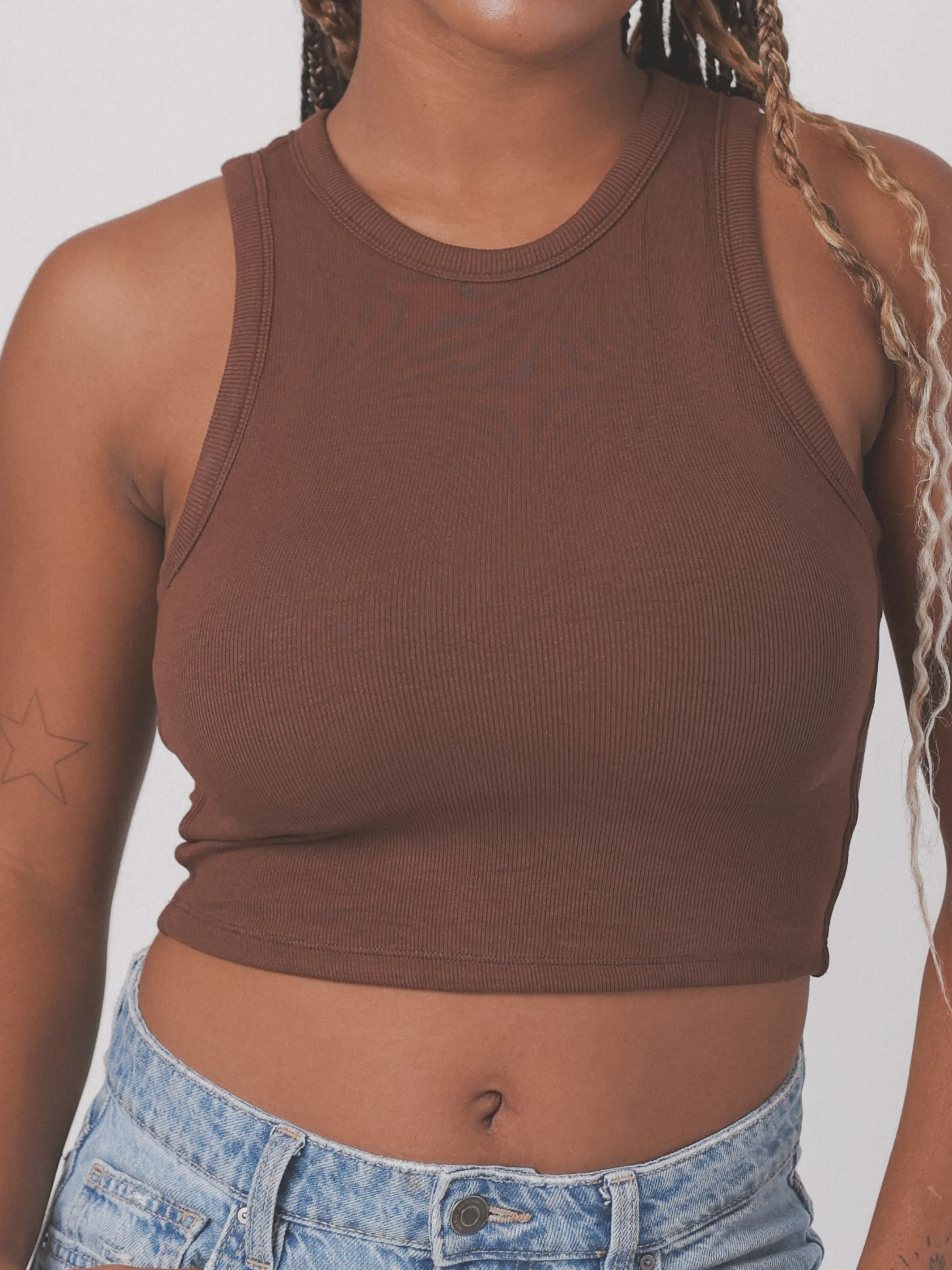 Chunky Binding Ribbed High Neck Brami (Crop) - Image 3