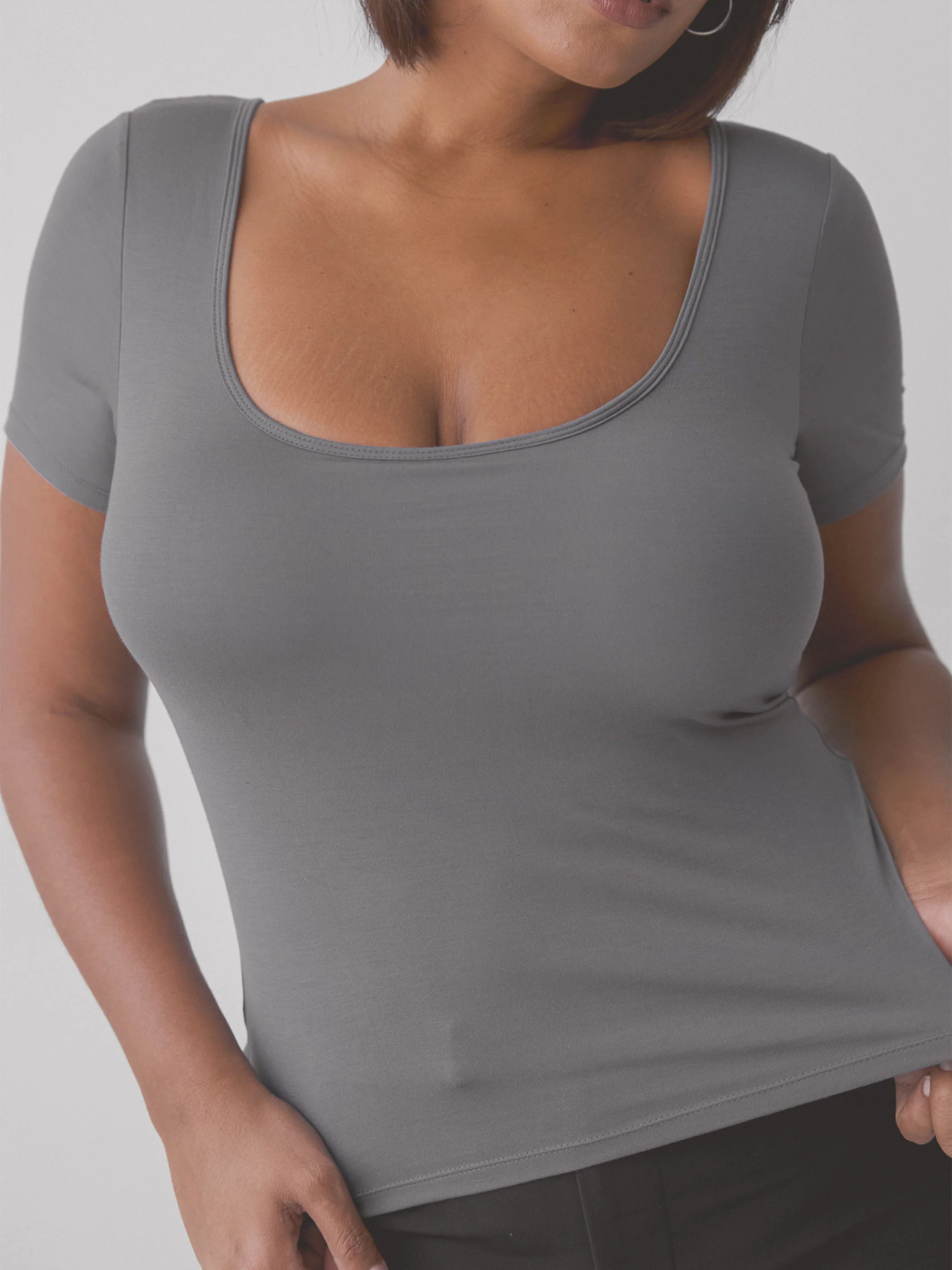 Scoop Neck Braless Short Sleeve - Image 7